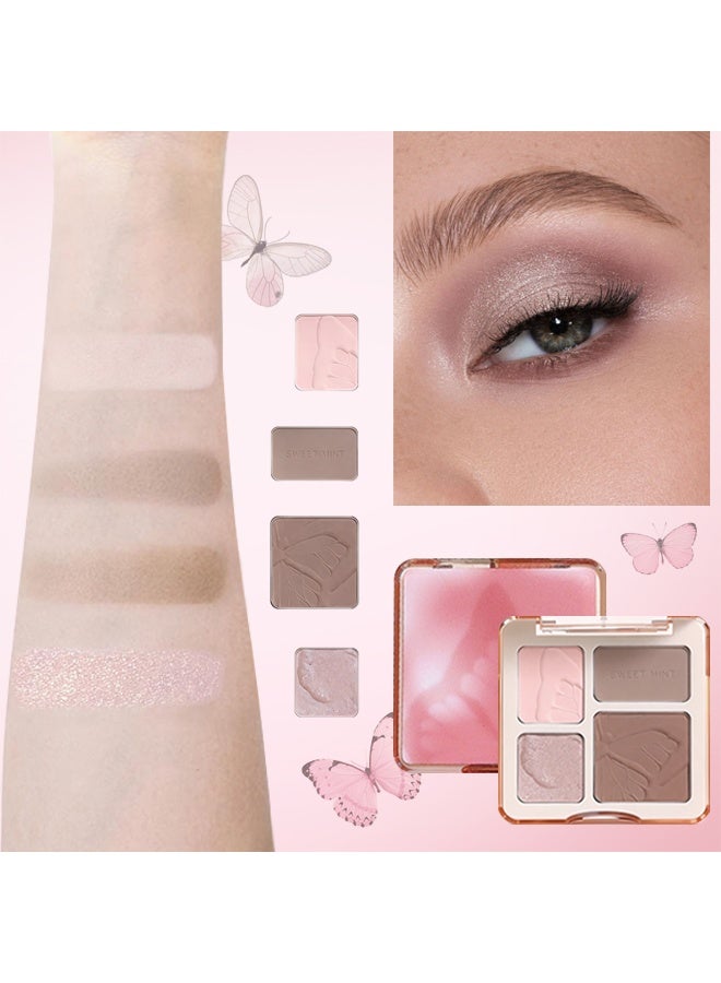 Sweet Mint 4 Color Grooming Tray，3 IN 1 Brown Nude Face Highlight Bronzer Powder Palette ，for Face Cheeks Contour Brightening, Buildable Matte Coverage Natural Makeup,Ultra Sculpt Nose Shadow Eyeshadow Primer #01 - Image 4